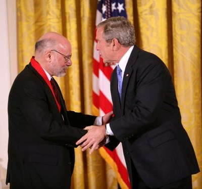 National Association of Scholars founder Stephen Balch receiving the National Humanities Medal from President George W. Bush in 2008. (Photo by Eric Draper via Wikipedia)