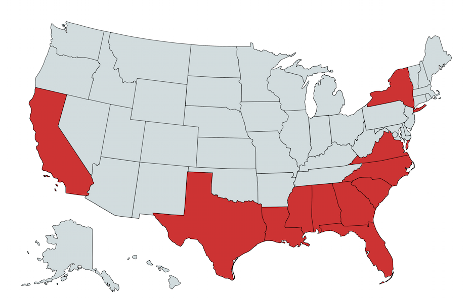 The States Facing Federal Preclearance Under Proposed Voting Rights Act Fix Facing South