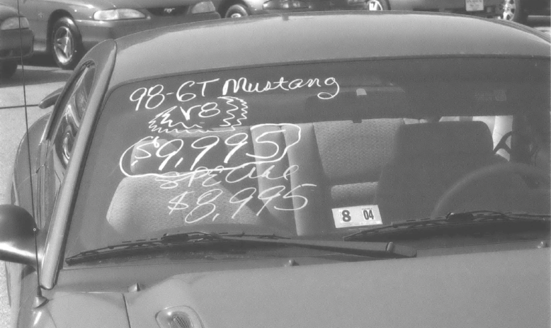 Car on a used car lot