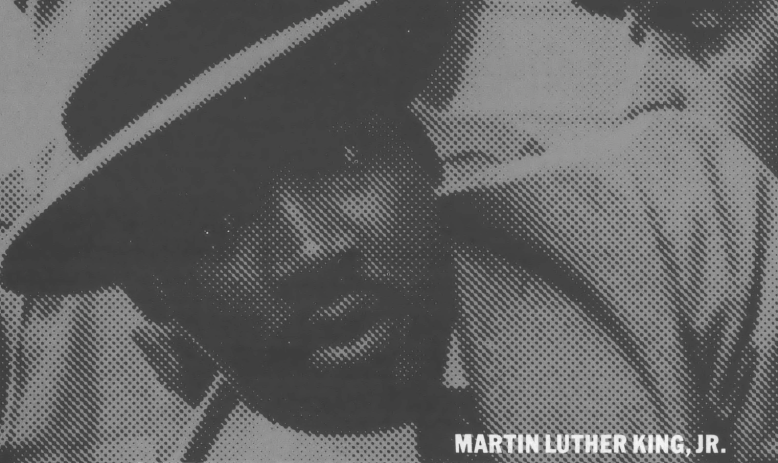 Black and white photograph of Martin Luther King Jr. at an angle
