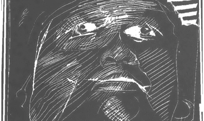 Woodcut of man's face
