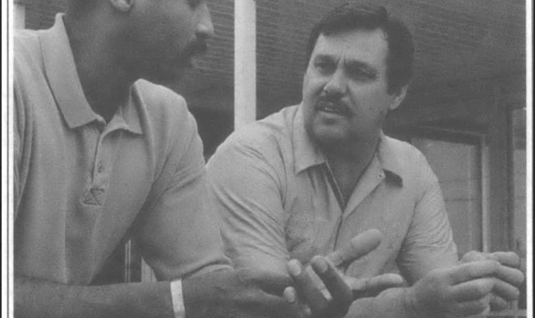 Mike Leslie and Jim Hatfield talking