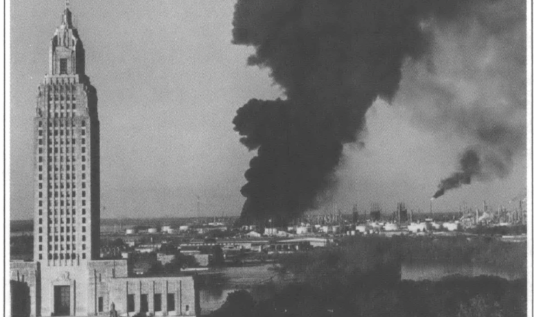 building with fire in background
