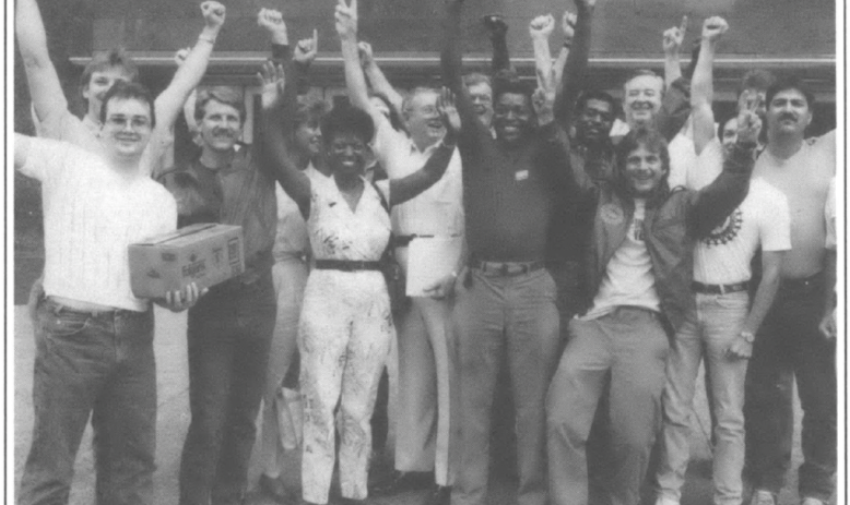 auto workers celebrate after union election