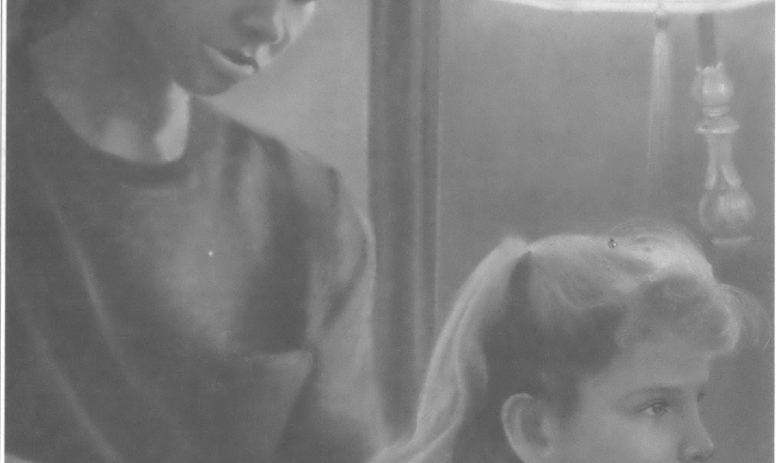 woman brushing child's hair