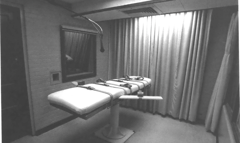 Gurney in death chamber