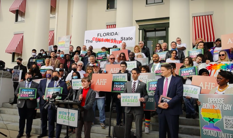 Press conference with Equality Florida, AIDS Healthcare Foundation, and the Human Rights Campaign held at the Florida Capitol in Tallahassee, FL on Feb. 15, 2022. 