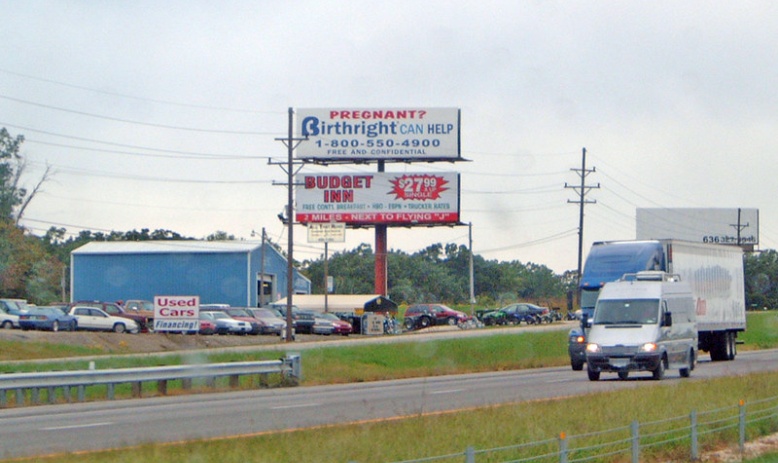 Billboard by Birthright International, an anti-abortion organization 
