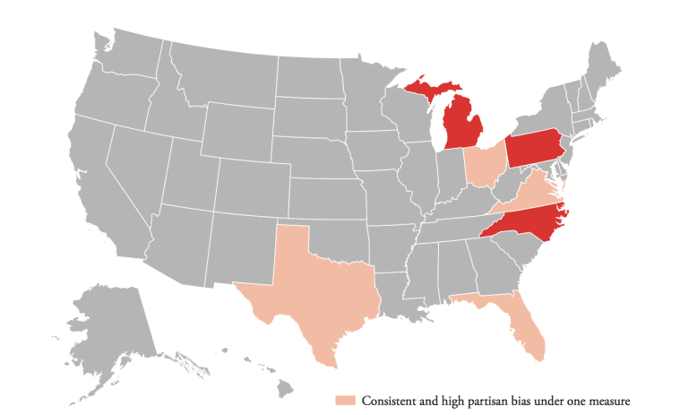 Brennan map of partisan bias in Congress