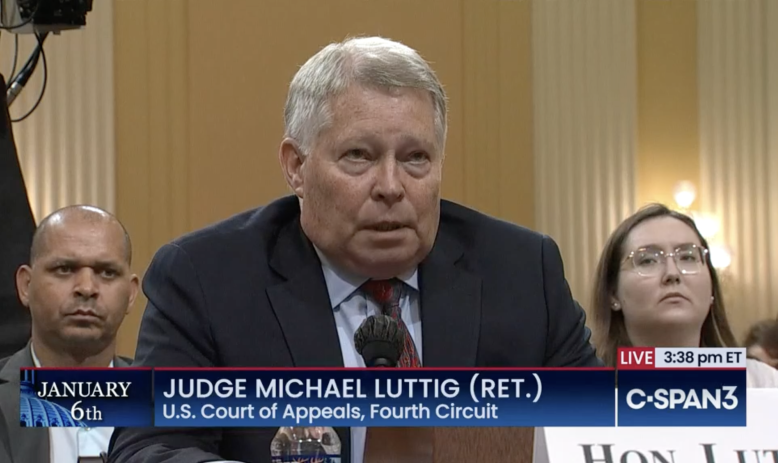 Judge Michael Luttig testifies before the Jan. 6 committee on June 18.