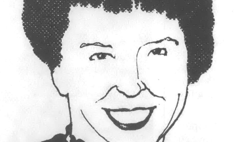 A black and white illustration of a smiling Mary Ann Watson