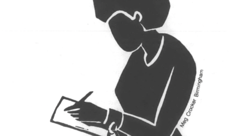 Illustration of woman writing