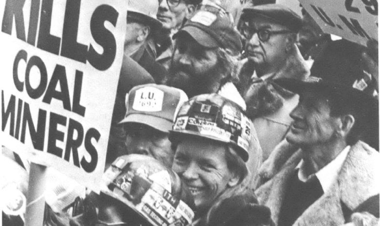 workers holding signs at Black Lung Washington, DC 1981 rally