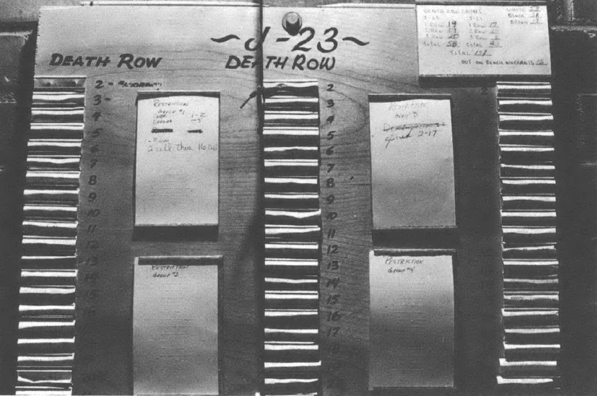 Photo of wall of death row