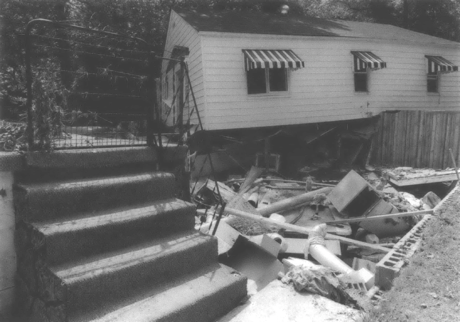 Destruction in a manufactured home neighborhood