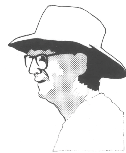 Drawing of profile of a man with hat and glassess, looking left