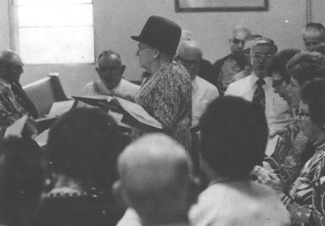 White worshippers in the pews of a church