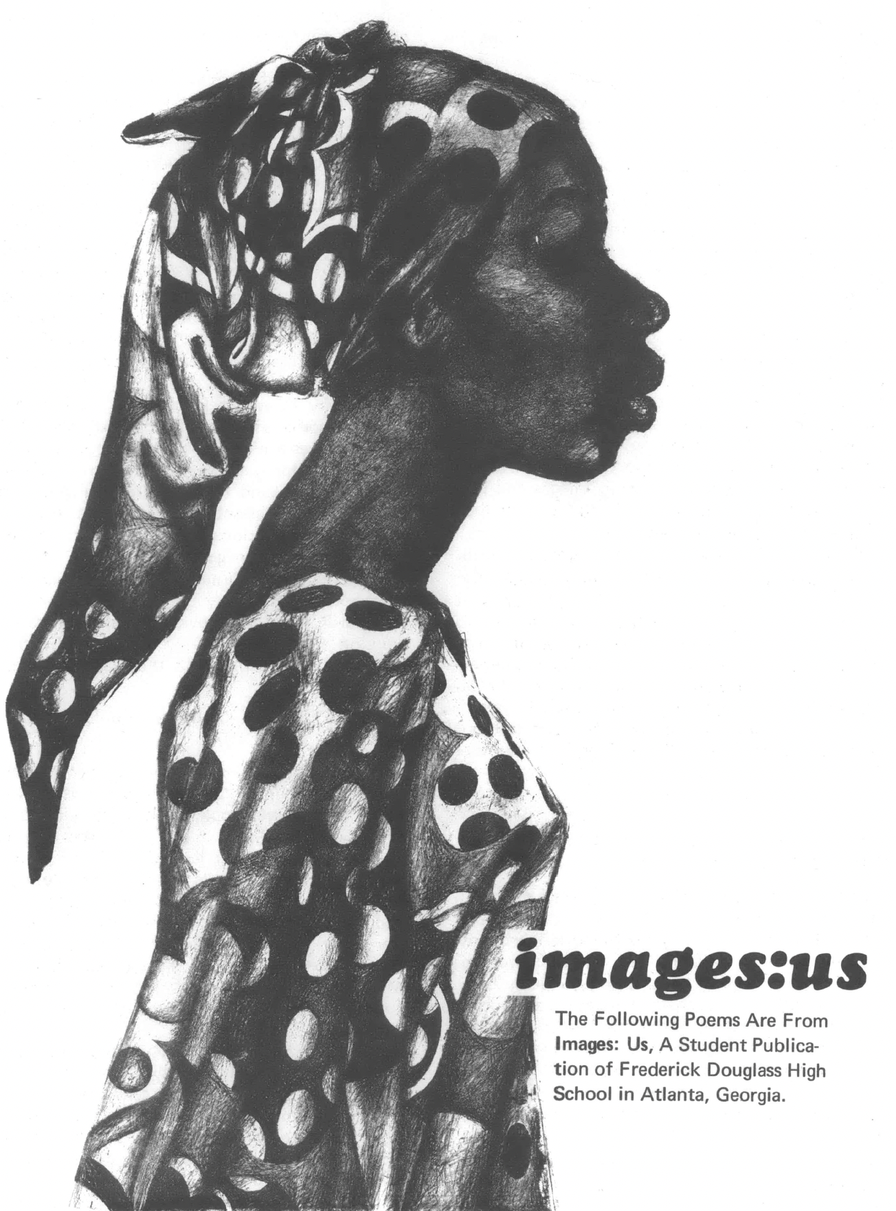 Profile of a young Black woman wearing a polka dot dress and head wrap