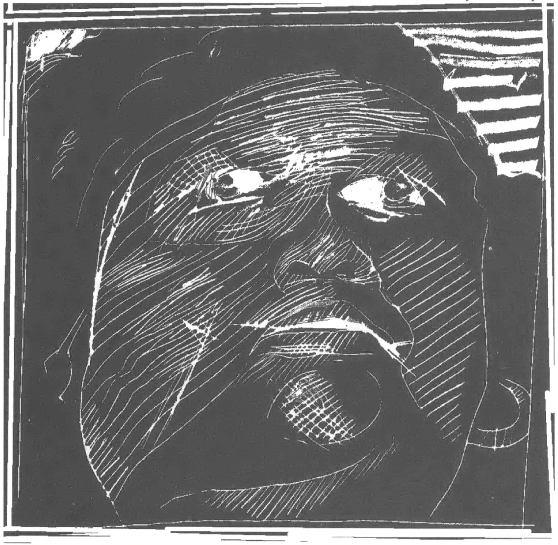 Woodcut of man's face
