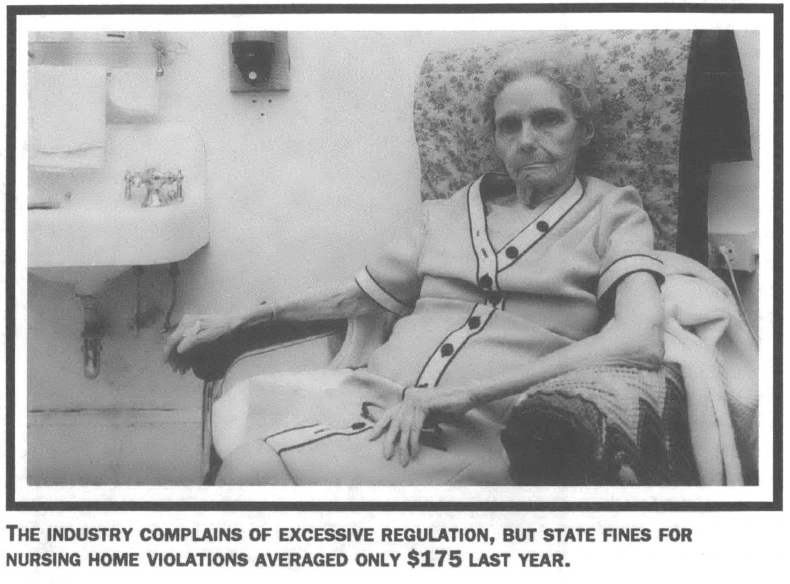 Elderly woman seated next to sink
