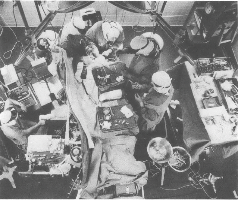 Aerial view of operating room