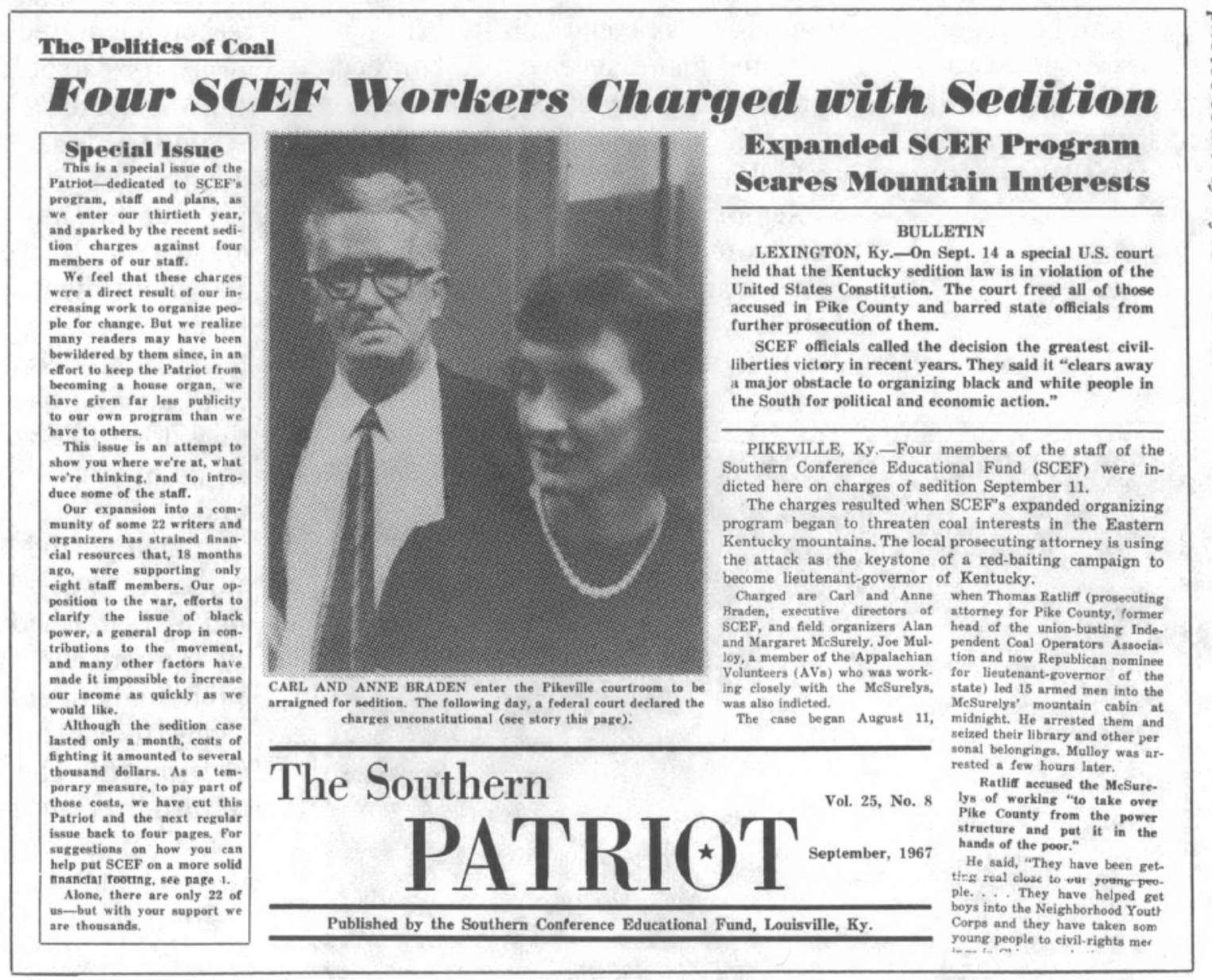 news clipping of four SCEF workers charged with sedition