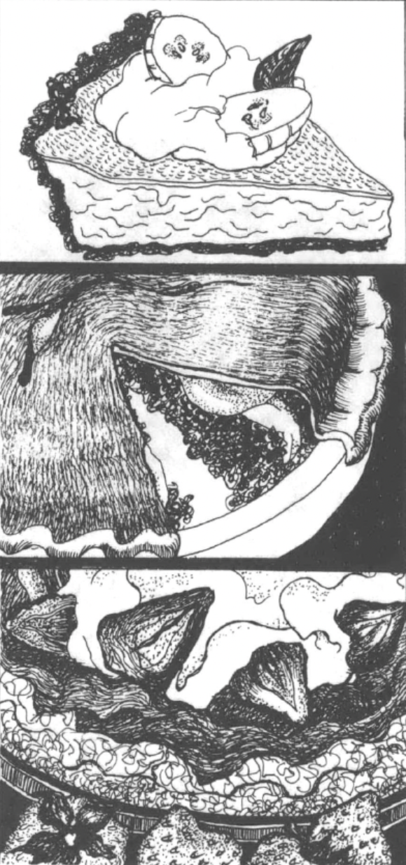 three illustrations of pie