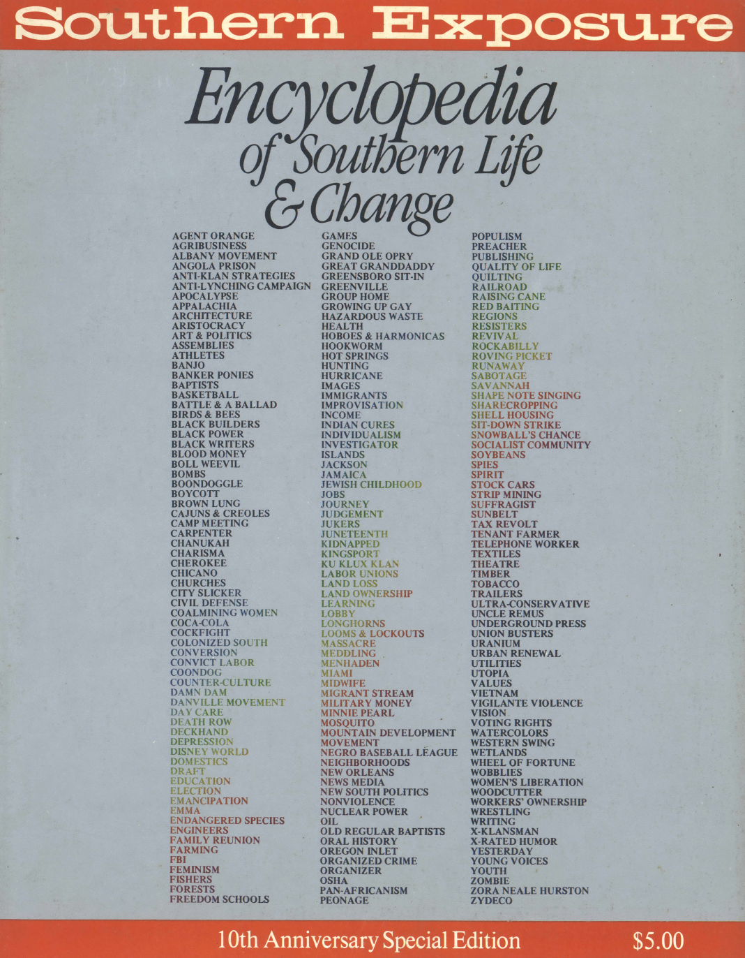 Encyclopedia of Southern life and change above entries