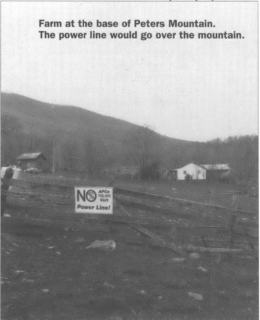 Farm at the base of Peters Mountain. The power line would go over the mountain.