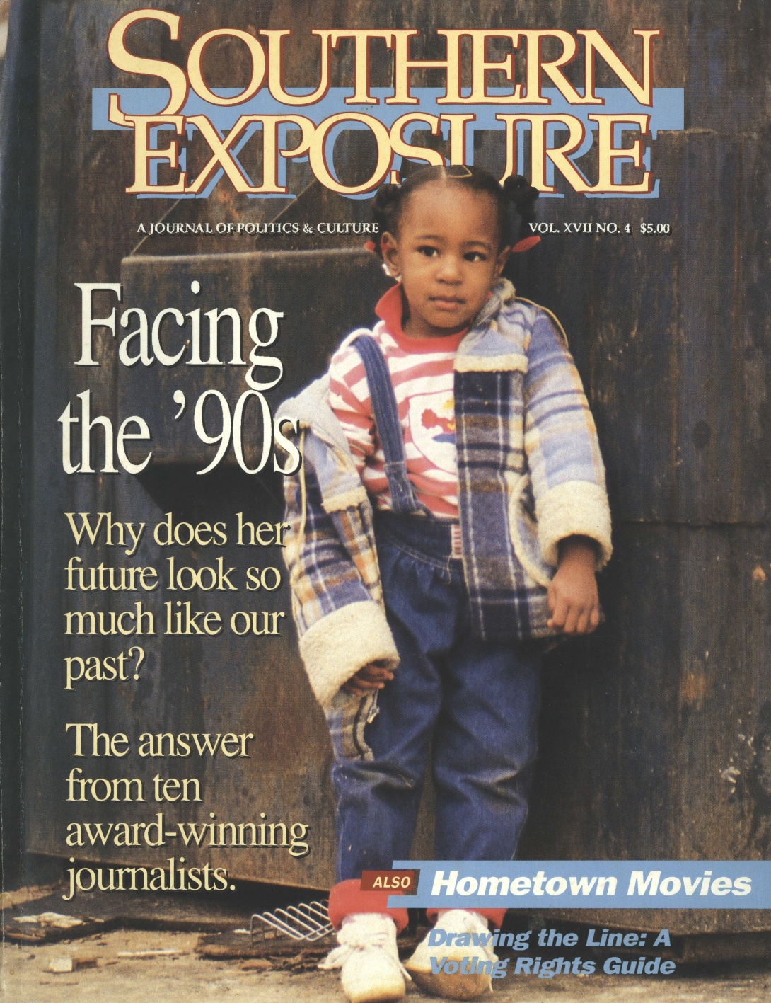 Magazine cover with child facing the camera, reading "Facing the '90s"