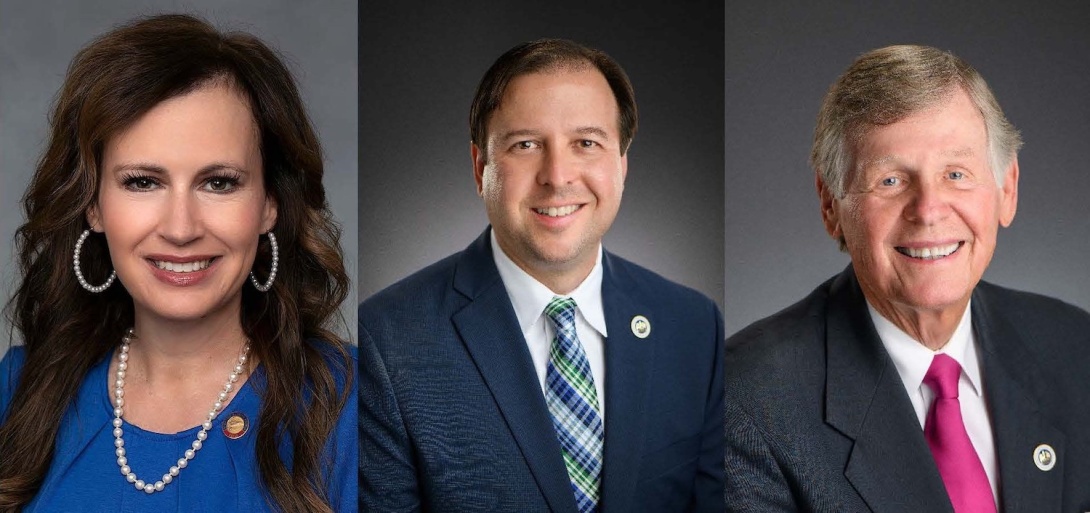 Headshots of North Carolina state Rep. Tricia Cotham and Louisiana state Reps. Jeremy LaCombe and Francis Thompson.