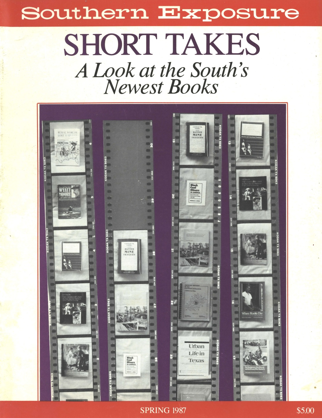 Magaziner cover with photos of film negatives and text reading "Short Takes: A Look at the South's Newest Books"