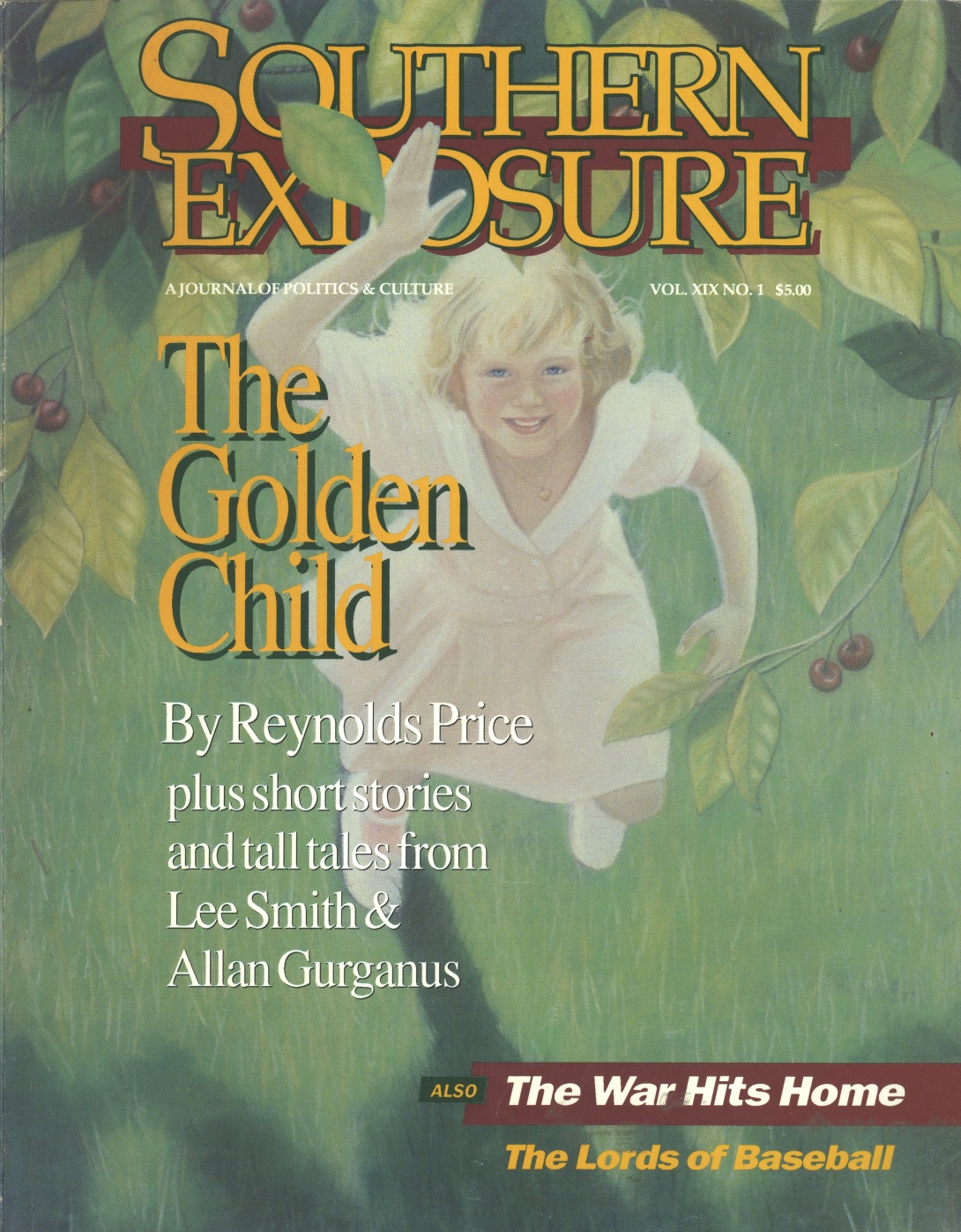 Magazine cover with painting of child, text reads "The Golden Child"