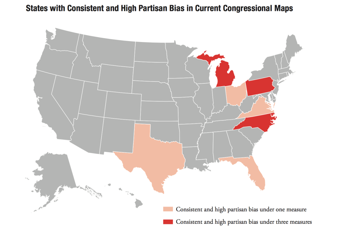 Brennan map of partisan bias in Congress